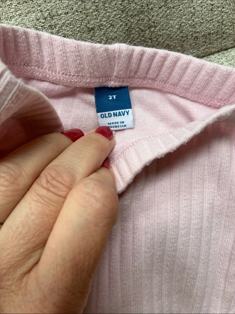 Old Navy Light Pink Ribbed Ruffle Long Sleeve Top